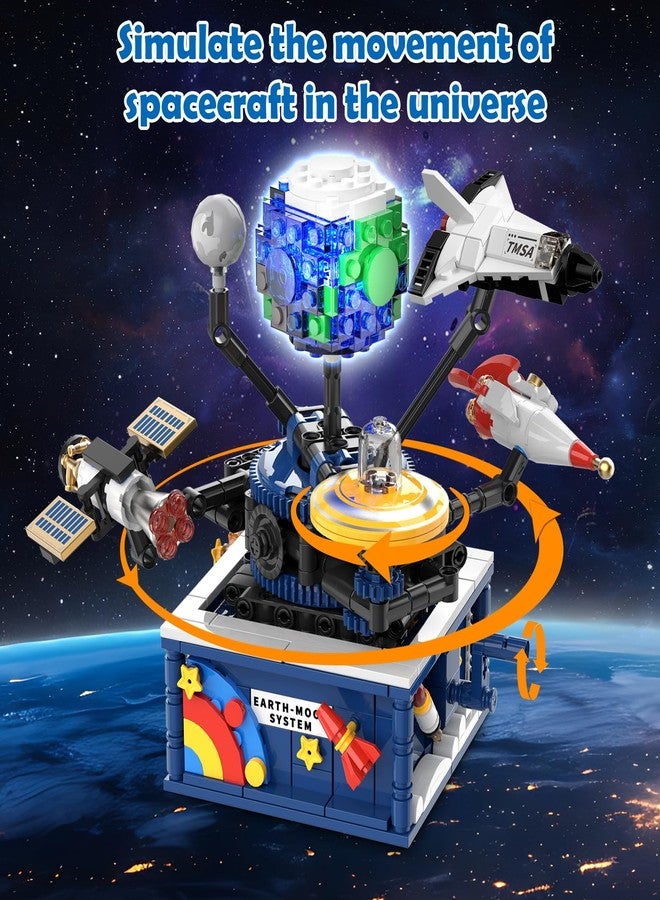 CUBIMANA Planet Rotatable Space Sets with Light - Earth & Moon Space Exploration Building Toys with Shuttle Spaceship Science Kits Building Blocks Gifts for Kids Age 8+ Years Old Boys Girls(554 PCS) - Image 2